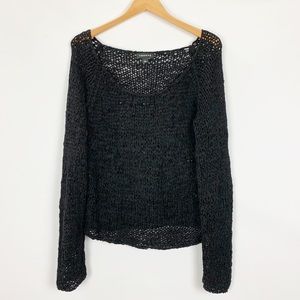 Trouve Black Open Knit Long Sleeve Sweater